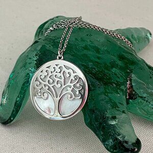 925 Real Silver Tree of Life Abalone Necklace Dyadema